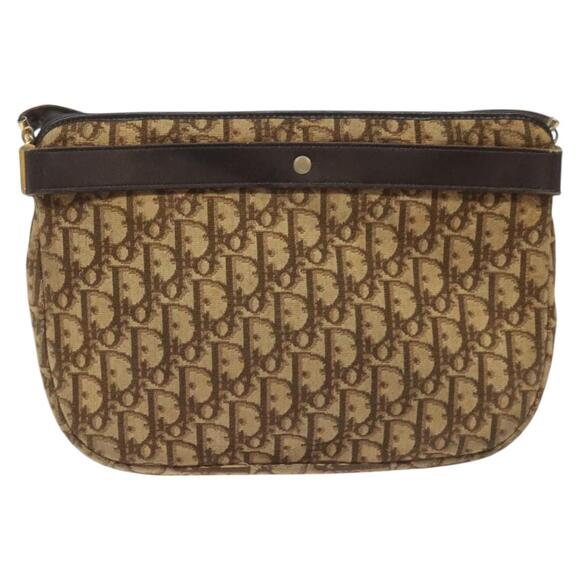 DIOR Trotter Canvas Shoulder Bag Brown Gold - Picture 3 of 12